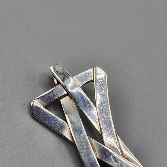 Elongated Star Brooch Pendant Sterling Silver Mexico 925 Vtg Stretched - Picture 4 of 8